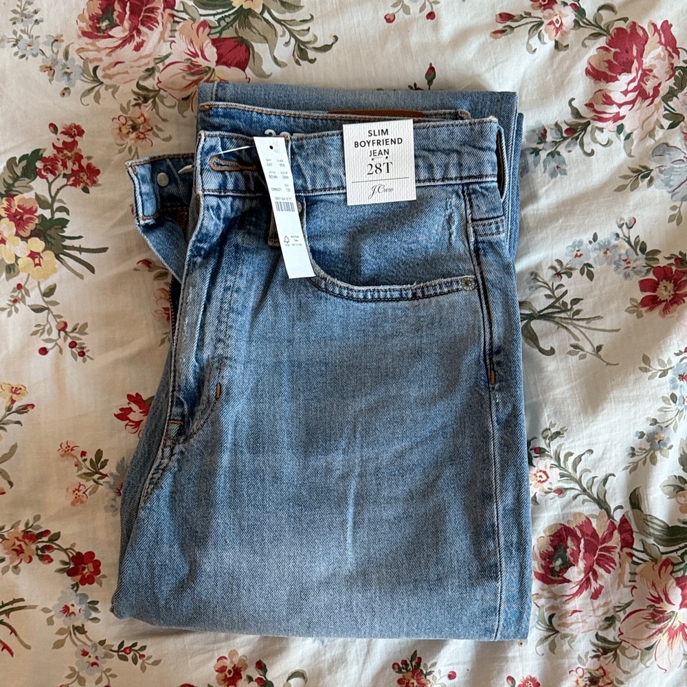 J. Crew Light/Medium Blue Slim Boyfriend Jeans 28 Tall NWT